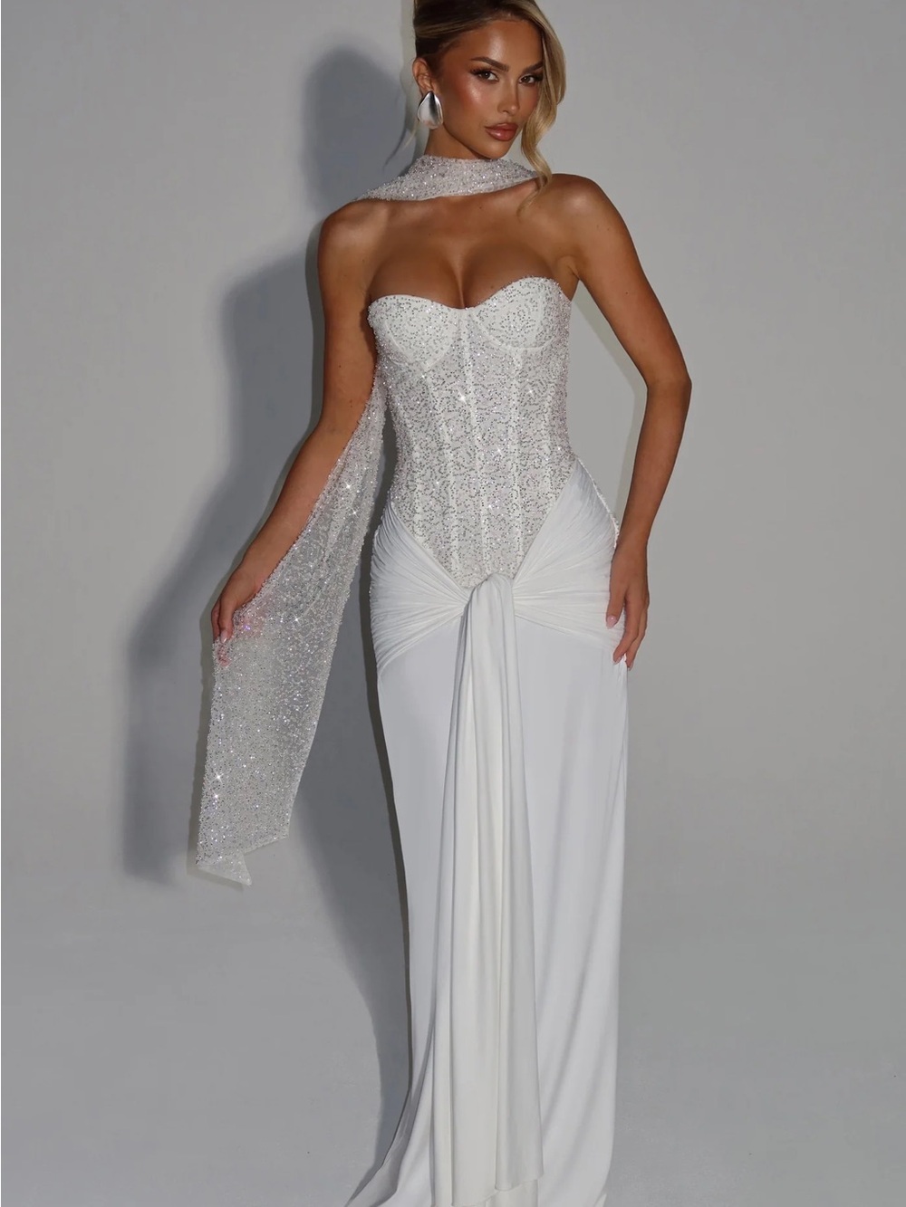 NWT BabyBoo CARINA MAXI DRESS - IVORY (scarf included)